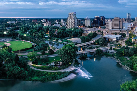 aerial shot of downtown london