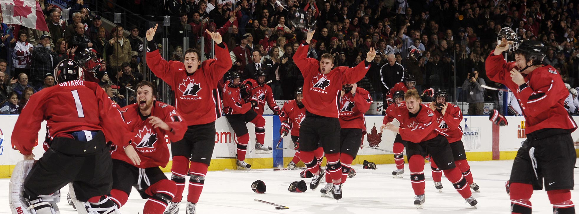 Team Canada Junior Hockey celebrating