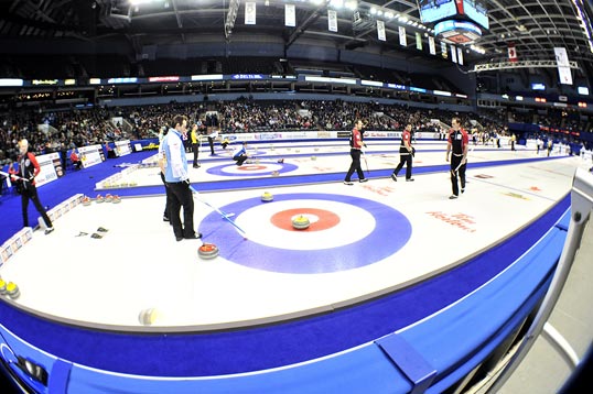 Curlers playing a game