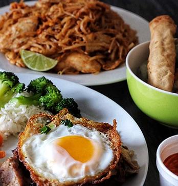 Various Vietnamese dishes on a table