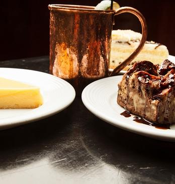 three plates of cake paired with a complimentary drink