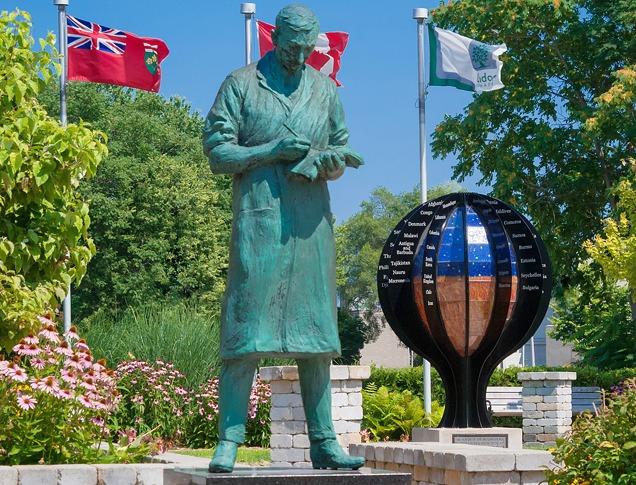 Explore LDN ONT - Discover Your Forest City. Statue of Sir Frederick Banting outside of the Banting House National Historic Site of Canada in London, Ontario.