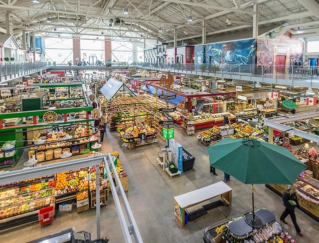 Overhead view of inside the Covent Garden Market in London, Ontario