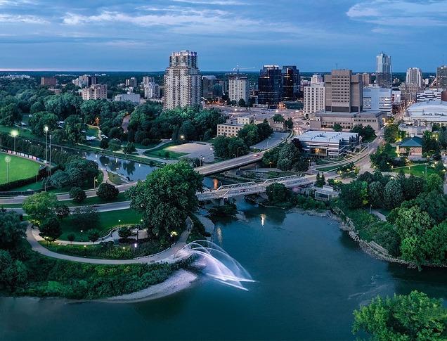 Aerial view of downtown London, Ontario