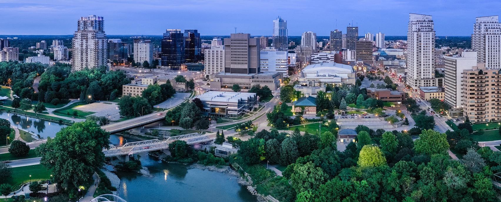 Skyline view of downtown London, Ontario Canada