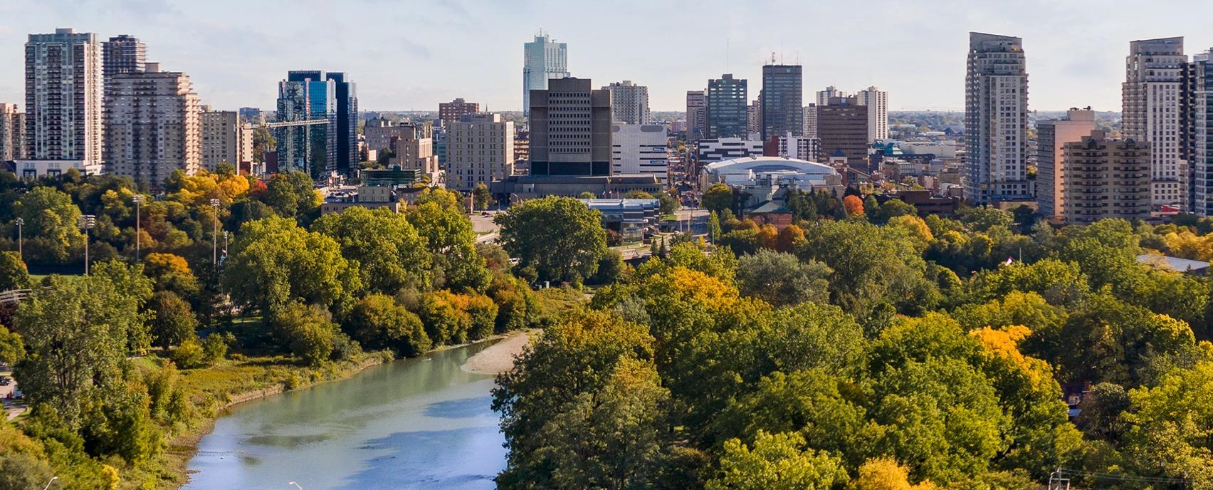 Skyline view of downtown London, Ontario Canada