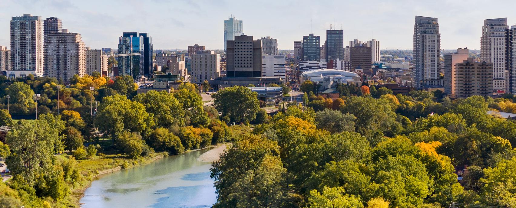 view of downtown london overlooking the thames river