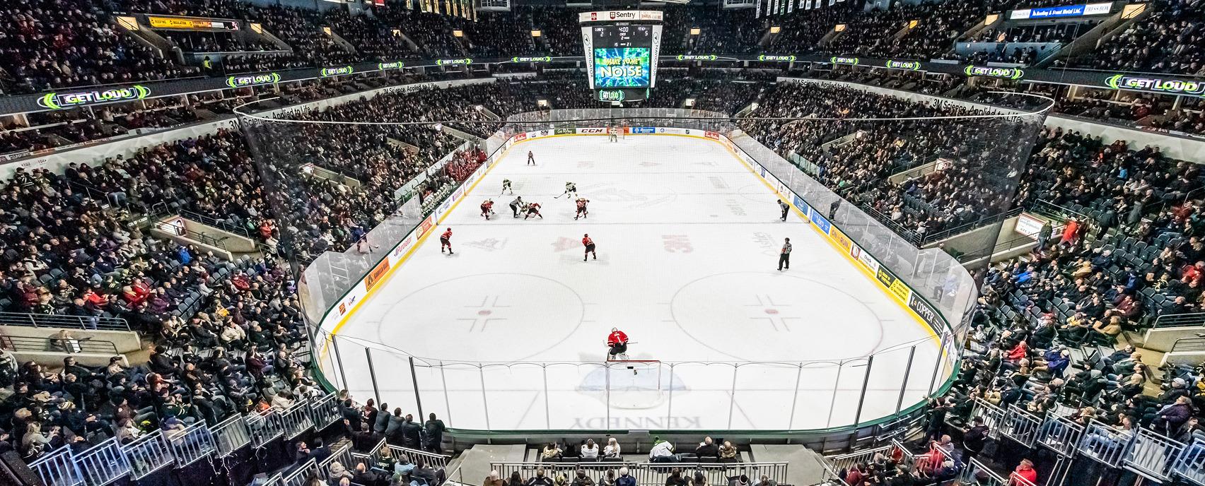 ice hockey game at Budweiser Gardens