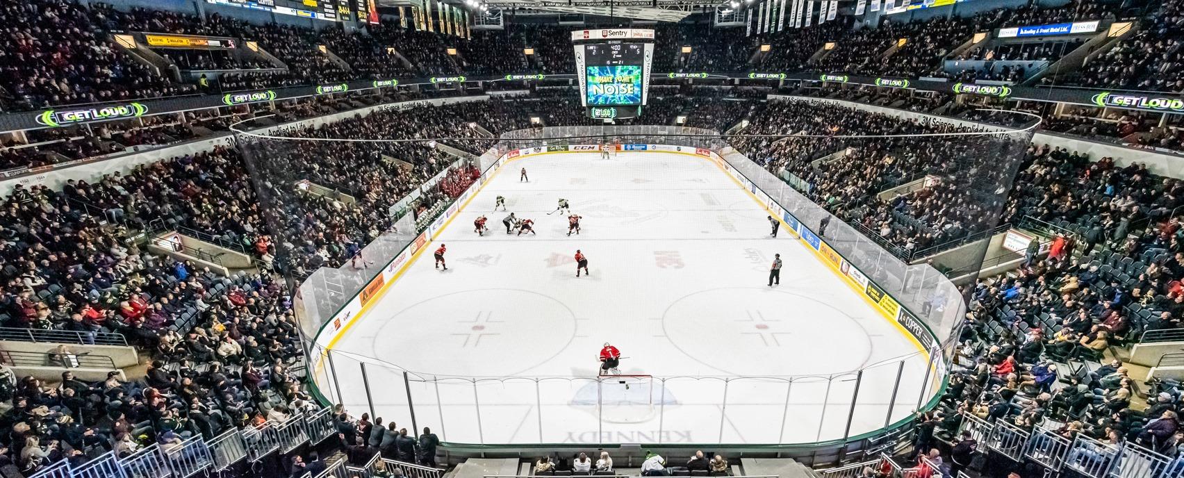A London Knights hockey game live at a packed Budweiser Gardens located in London, Ontario