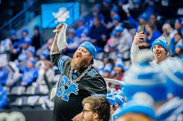 A large crowd gathered at Canada Life Place in London, Ontario to watch the Detroit Lions play a televised NFL game