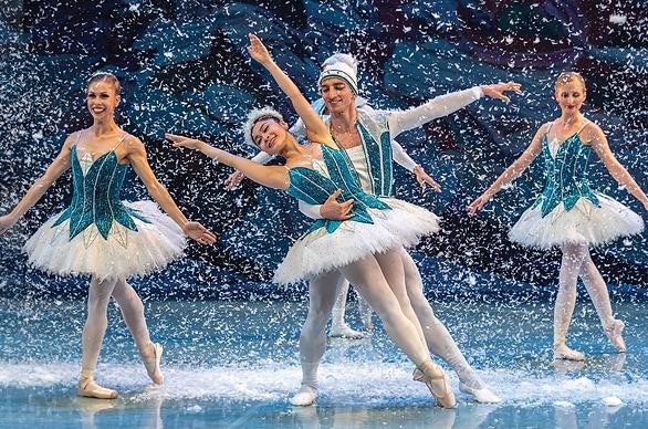 Various dancers on stage performing Ballet Jörgen's production of The Nutcracker