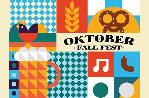 Oktober Fall Fest graphic with illustrations of beer, food and music