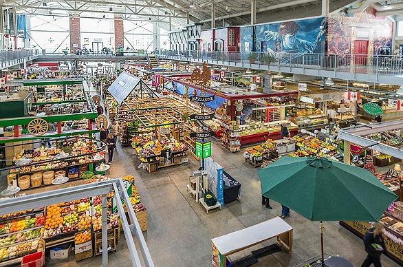 Overhead view of the main floor of the Covent Garden Market in London, Ontario