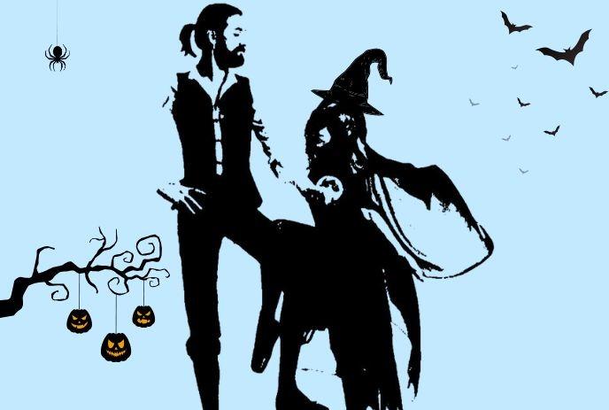 Fleetwood Mac-style silhouette with witchy, Halloween-inspired imagery.