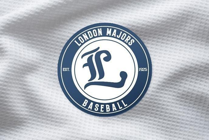 London Majors baseball logo with bold L centered and circular text Est 1925.