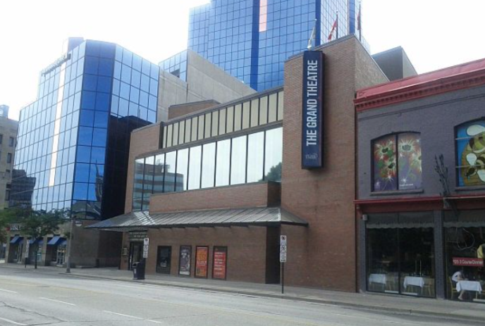 Front view of Grand Theatre on Richmond Street in London, Ontario.