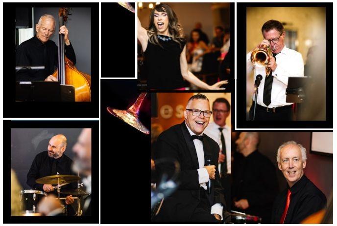 A photo collage of Rick Kish & Dean Harrison, other musicians and special performance Victoria Lavish.