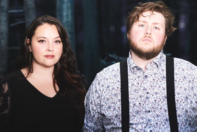 Jordan Coaker and Kirsten Rodden-Clarke posing for the camera with serious expressions.