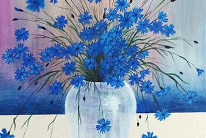 Acrylic Art Class - Cornflowers