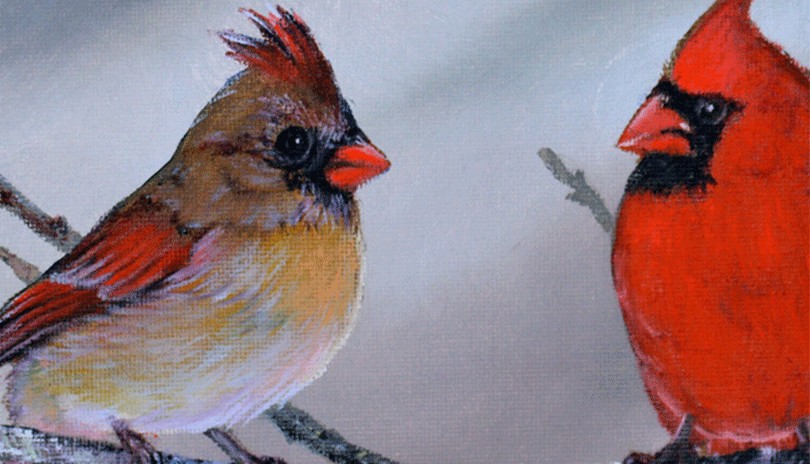 Acrylic Art Class - Cardinals