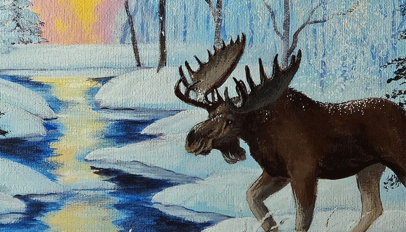 Acrylic Art Class - Moose