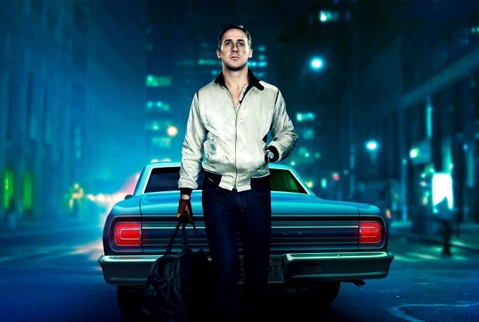 Person in jacket stands by classic car at night; city lights glow, cinematic urban vibe surrounds.