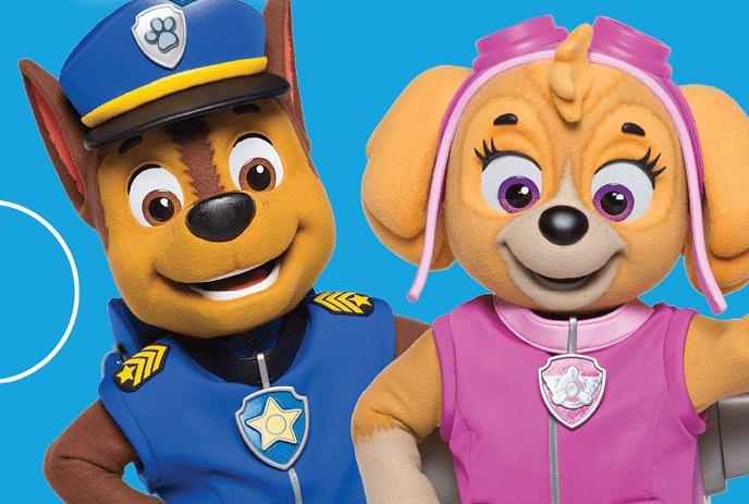 The characters Chase & Skye from the children's cartoon Paw Patrol