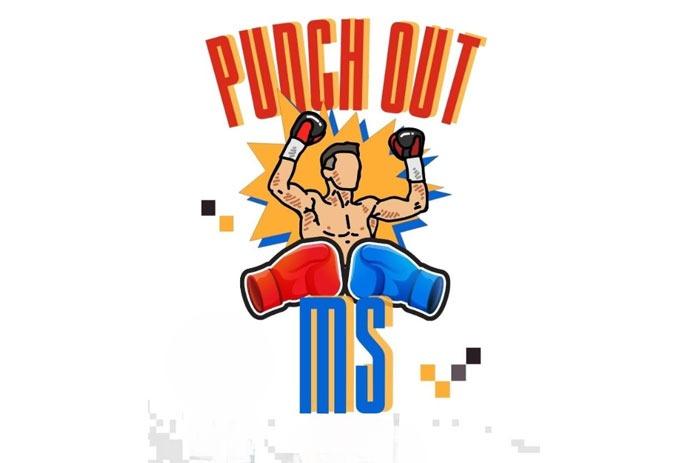 Punch Out MS logo with a victorious boxer and boxing gloves, symbolizing the fight against Multiple Sclerosis.