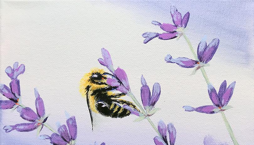 Acrylic Art Class - Bee and Lavender