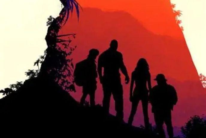 Four silhouettes on a hill at sunset, bathed in vivid red-orange light, evoking wonder and adventure.
