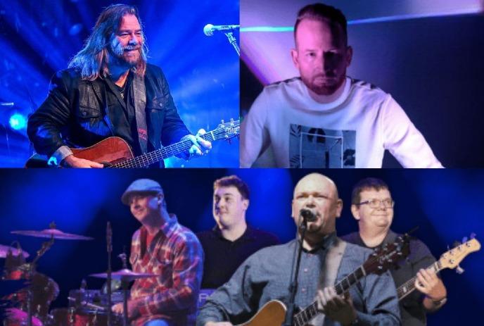 Collage featuring Alan Doyle, The Navigators performing live, and DJ Alpha in a vibrant portrait.