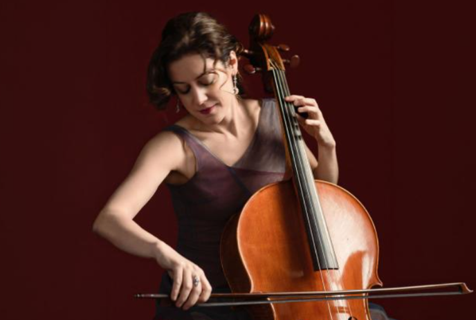 A person playing a baroque cello.
