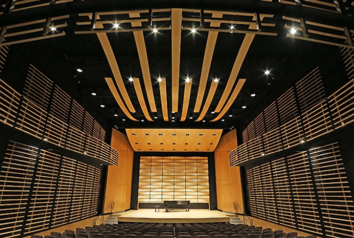 Inside von Kuster Hall looking towards the stage.