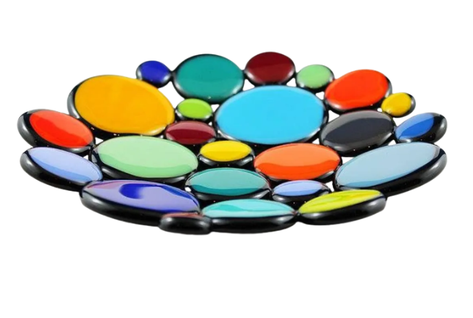 Glass bubble plate in different colours.