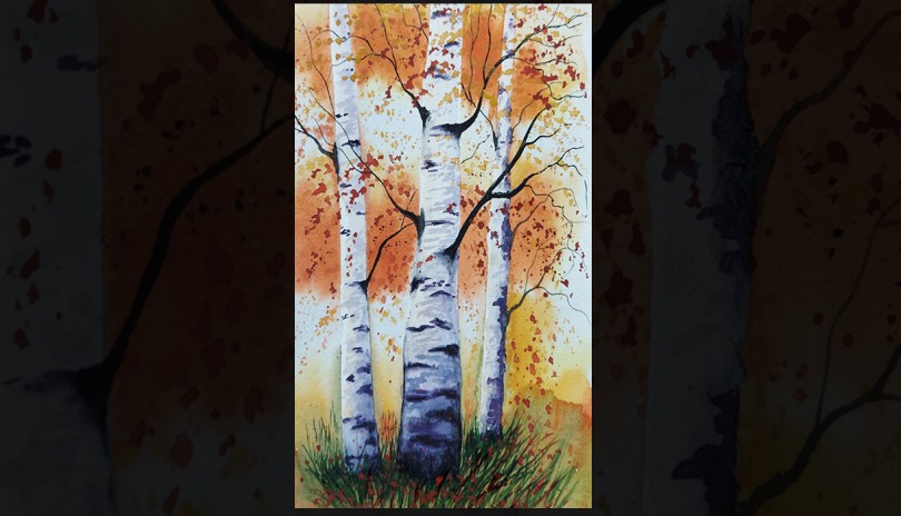 Watercolour Art Class - Birch Trees (Greeting Card)