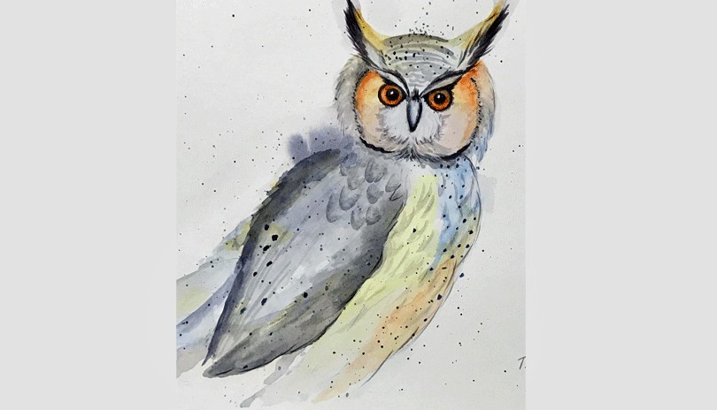 Watercolour Art Class - Owl