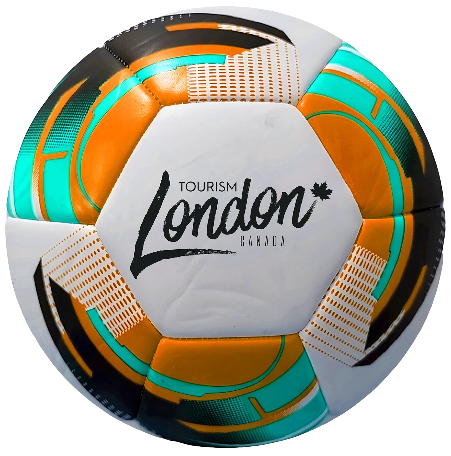 orange green soccer ball