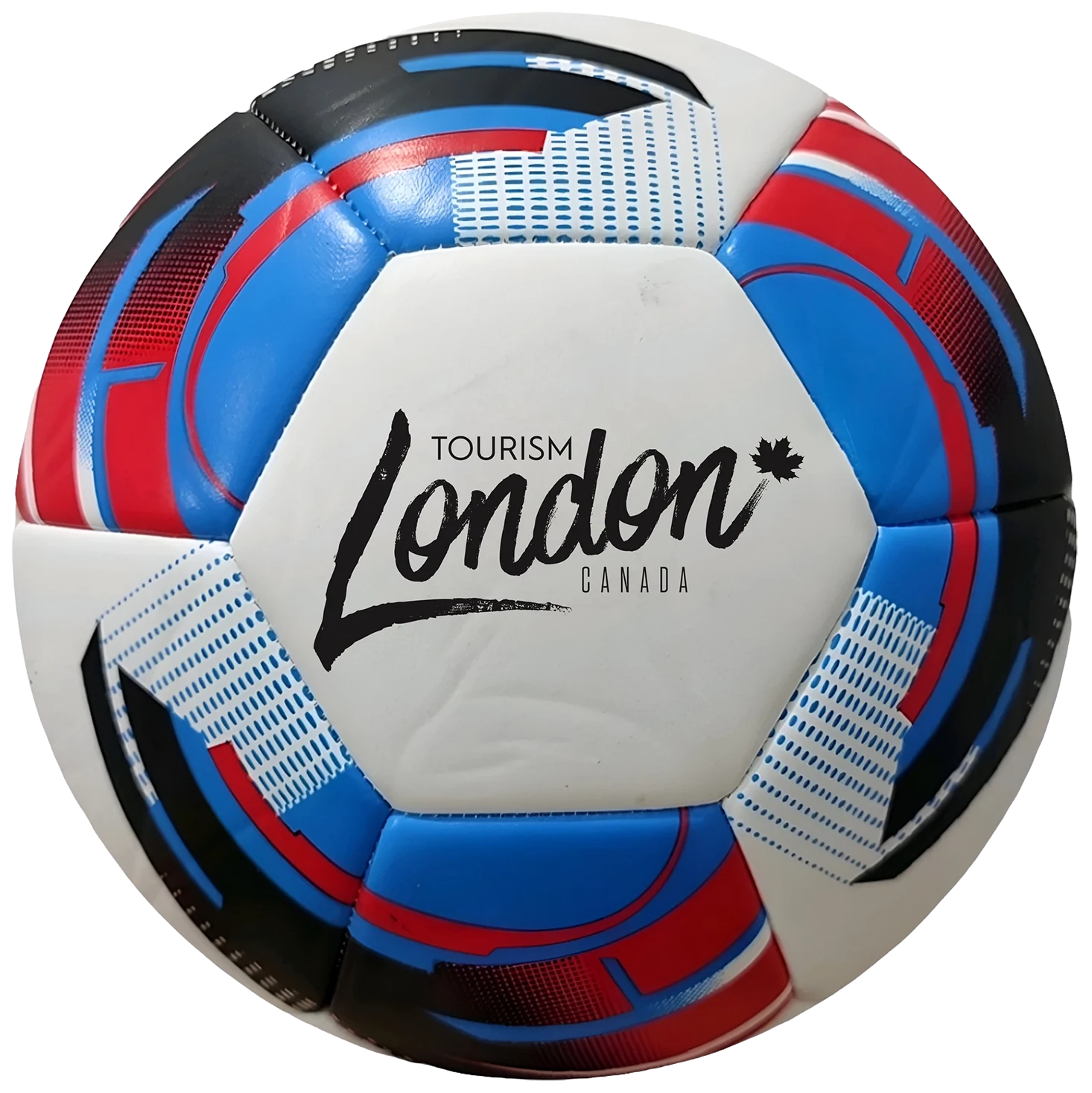 red blue soccer ball