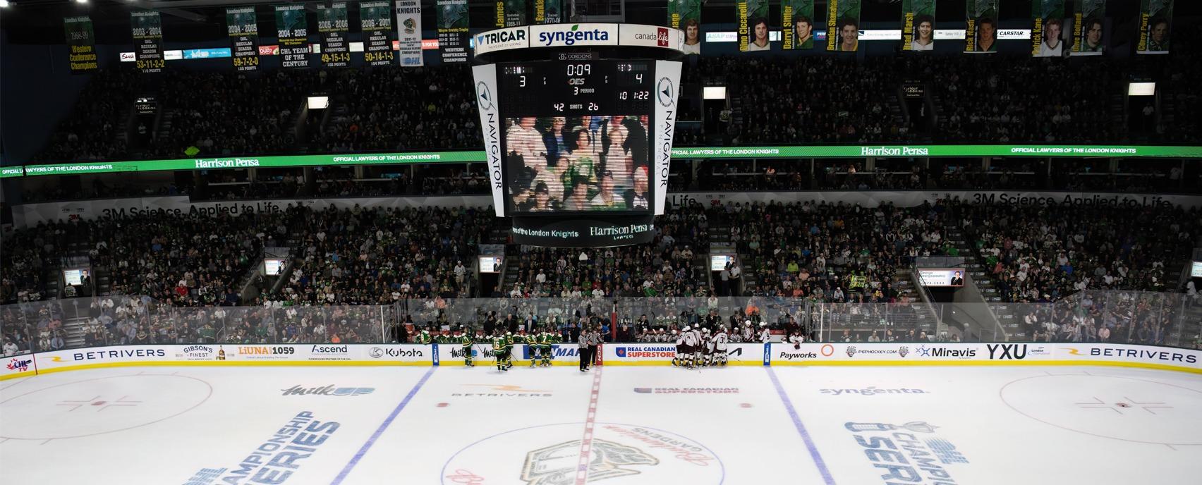 a packed Budweiser Gardens during a London Knights home game