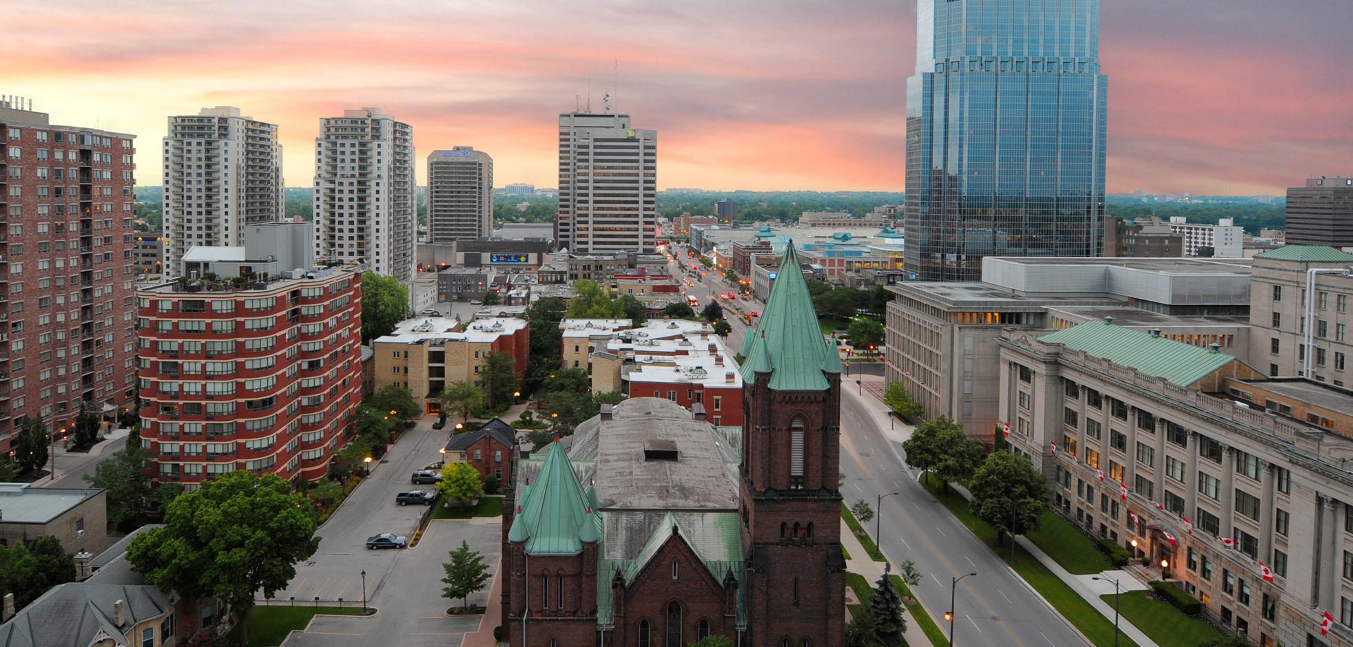 Aerial view of Wellington Road in London, Ontario