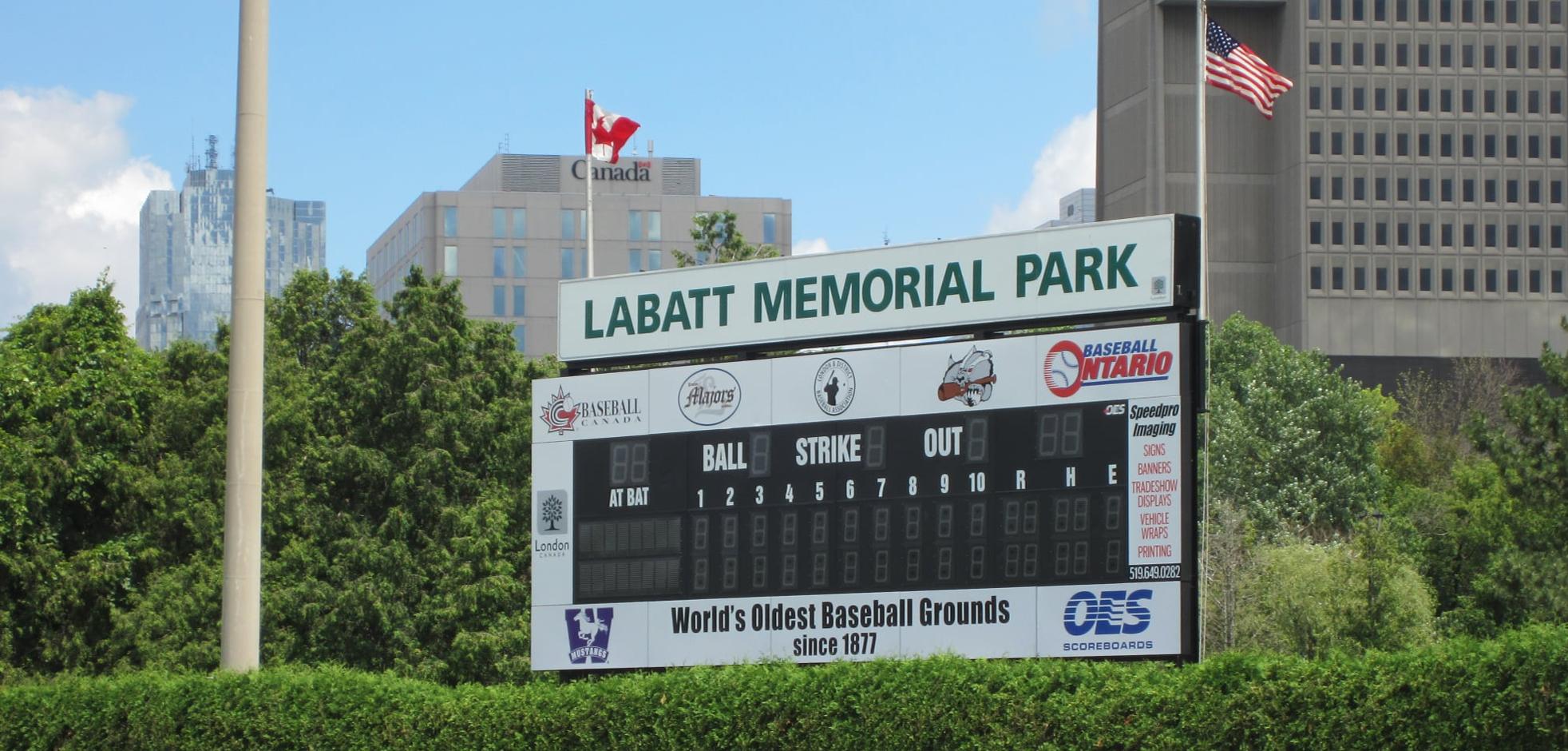 scoreboard at Labatt Park in London, Ontario