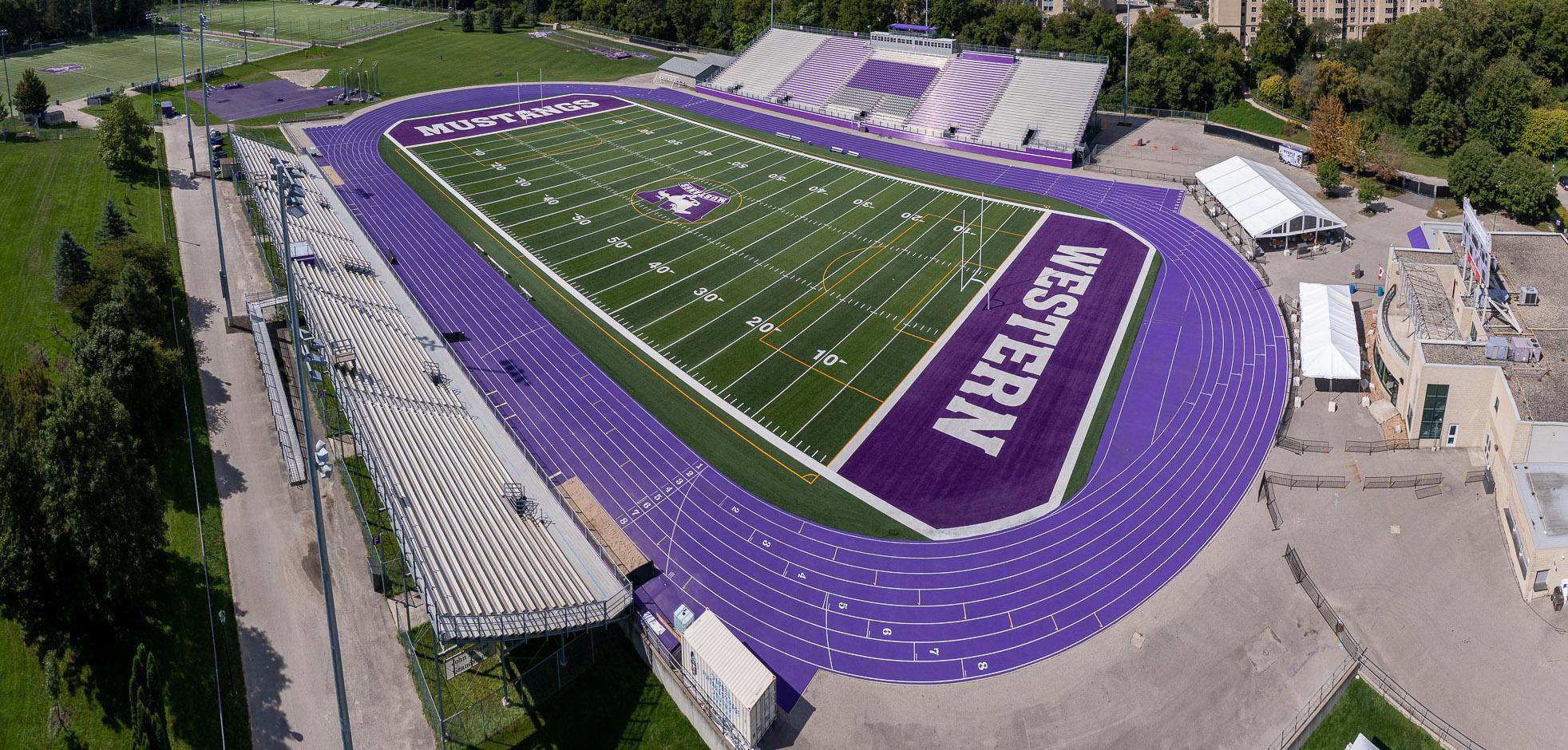 Aerial view of Alumni Stadium at Western University