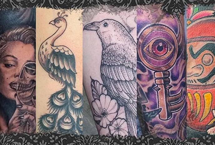 callage of different tattoos