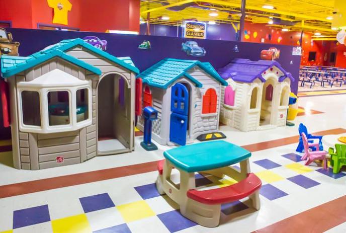 playhouses in a colourful room