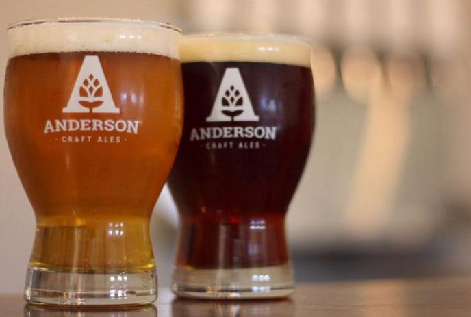 two full beverage glasses at Anderson Craft Ales