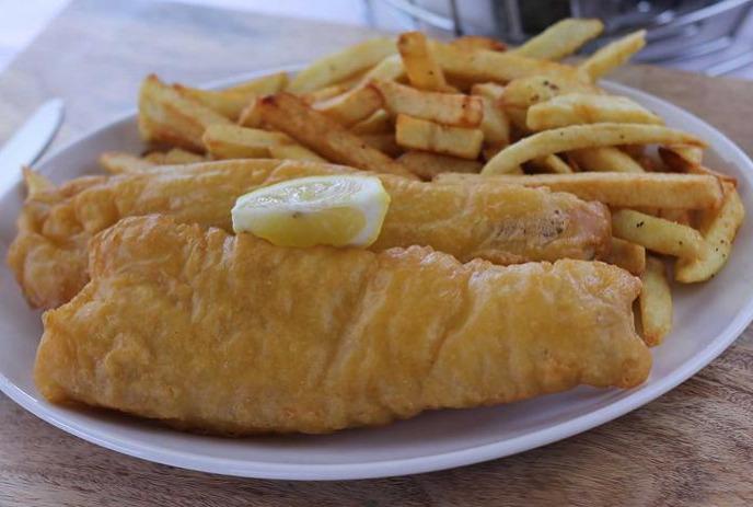 fish and chips on a plate