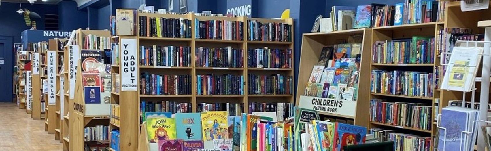 Attic Books inside store showing book shelves