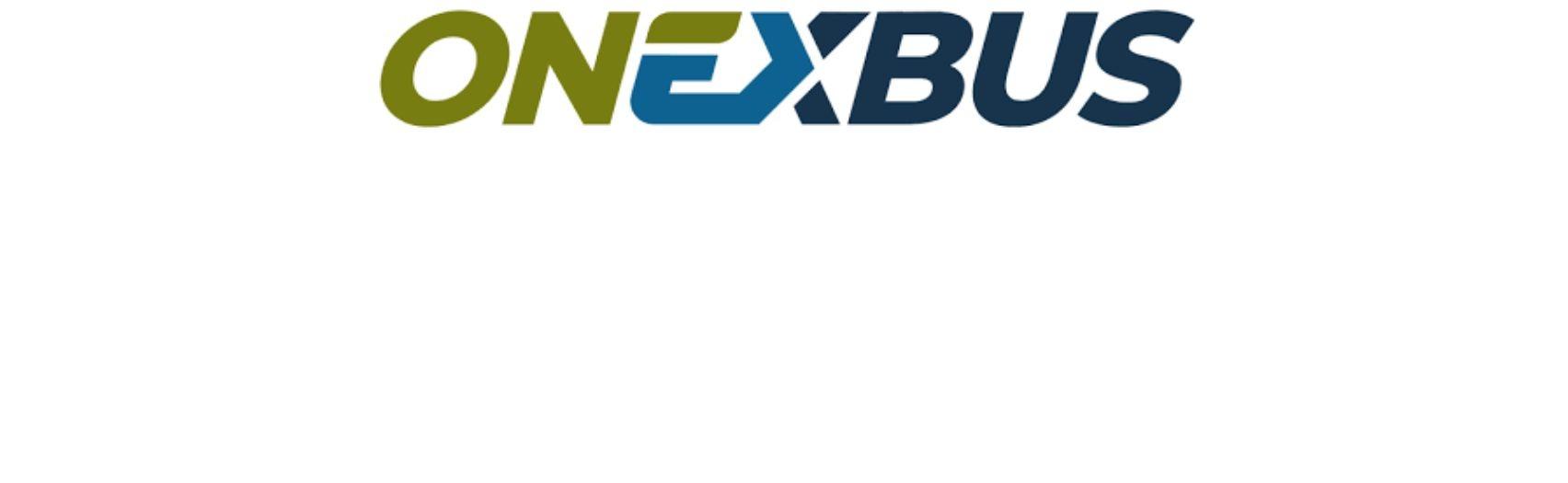 ONEXBUS logo with green and blue lettering and bold modern design.