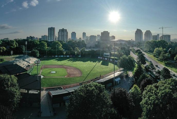 An aerial view of Labatt Memorial Park in London, Ontario