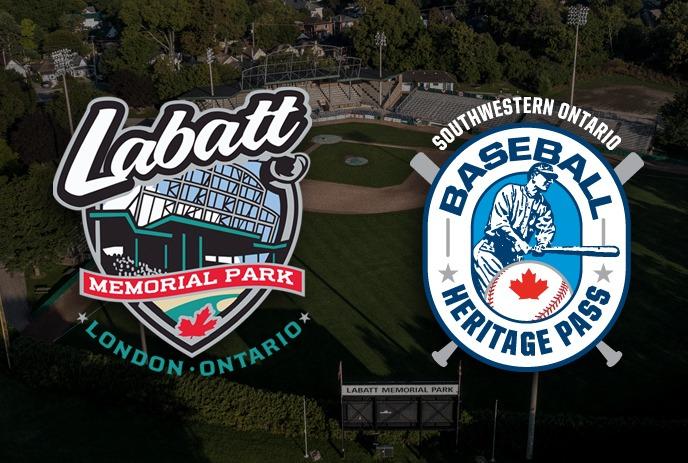 Logos for Labatt Park Tours & the Southwestern Ontario Baseball Heritage Pass